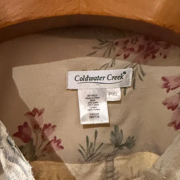 Vintage 1990s Coldwater Creek Floral Barn Chore Jacket with Corduroy Detail - Picture 2 of 6